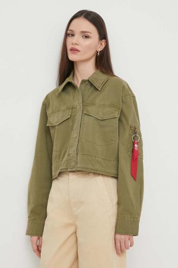 Bavlněná bunda Alpha Industries zelená barva, oversize