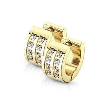 Šperky4U Zlacené ocelové náušnice se zirkony - OPN1552-GD