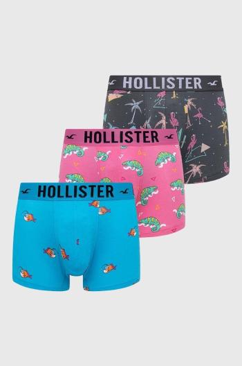 Boxerky Hollister Co. 3-pack pánské, růžová barva