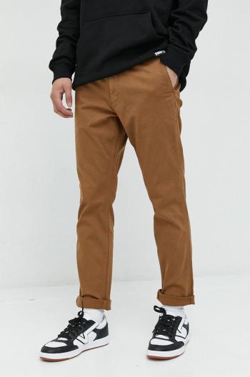 Kalhoty Superdry pánské, hnědá barva, přiléhavé
