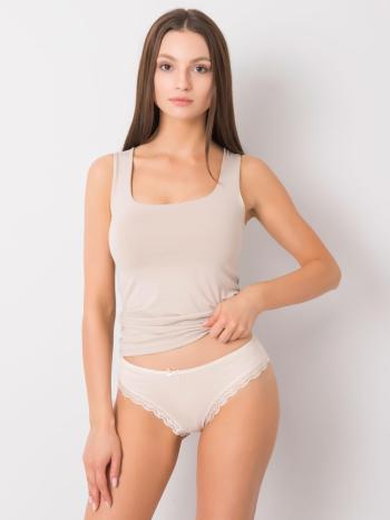 BÉŽOVÉ KALHOTKY S KRAJKOVÝMI LEMY BR-MT-11429-BEIGE Velikost: XL