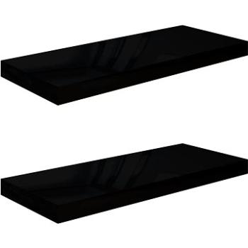 Shumee plovoucí nástěnné 2 ks černé vysoký lesk 60×23,5×3,8 cm, 323770 (323770)