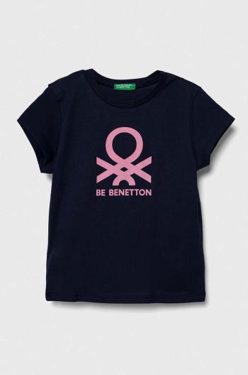 Dětské bavlněné tričko United Colors of Benetton tmavomodrá barva