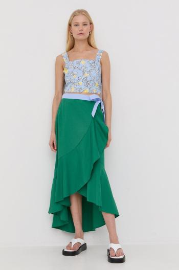 Bavlněná sukně MAX&Co. zelená barva, midi, áčková
