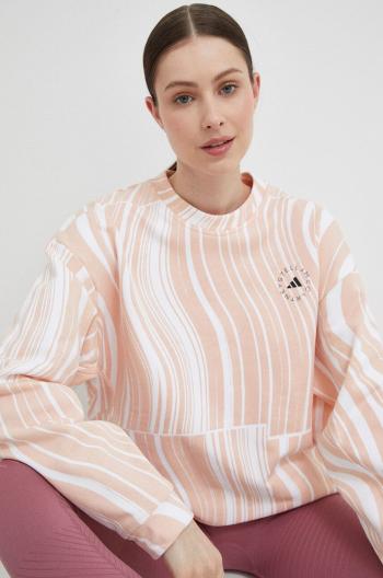 Bavlněná mikina adidas by Stella McCartney dámská, oranžová barva, vzorovaná