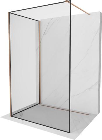 MEXEN/S Kioto Sprchová zástěna WALK-IN 110 x 70 cm, černý vzor, měď kartáčovaná 800-110-212-65-70-070