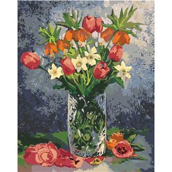 Diamondi - Diamantové malování - TULIPÁNY A DALŠÍ JARNÍ KVĚTINY VE VÁZE, 40x50 cm, bez rámu a bez vy (604839A)