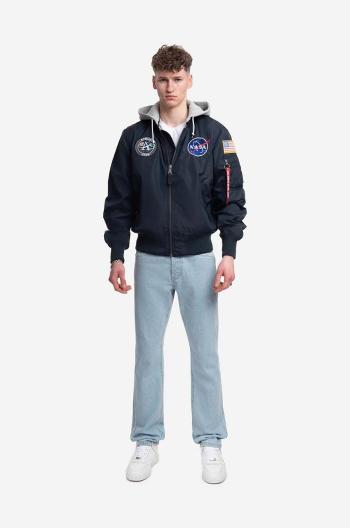 Bunda Alpha Industries MA-1 Zip Hood Apollo 136106 07 pánská, tmavomodrá barva, přechodná