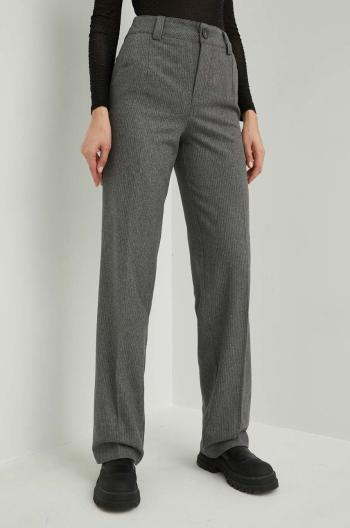 Kalhoty s vlnou Answear Lab šedá barva, high waist