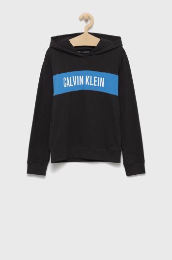 Dětská bavlněná mikina Calvin Klein Underwear černá barva, vzorovaná