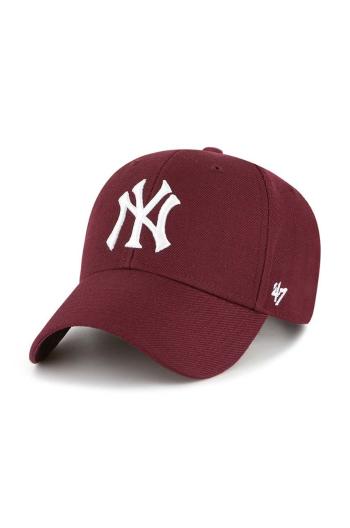 Čepice s vlněnou směsí 47brand Mlb New York Yankees vínová barva, s aplikací