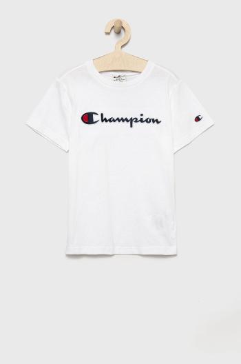 Dětské bavlněné tričko Champion 305954 bílá barva, hladký