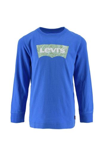 Dětská bavlněná košile s dlouhým rukávem Levi's tmavomodrá barva, s potiskem