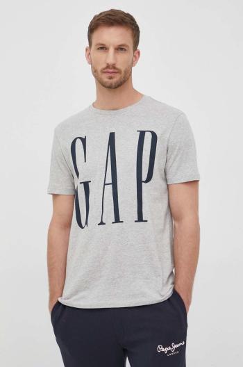Bavlněné tričko GAP šedá barva, melanžový
