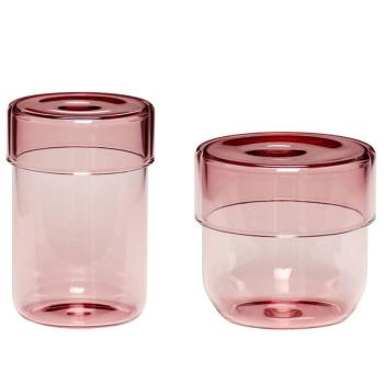 Set úložných sklenic POP S Hübsch růžové, 2 ks