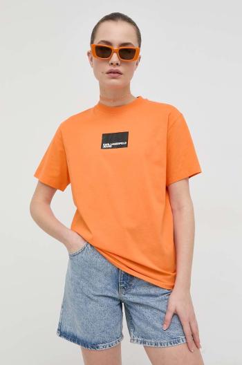 Bavlněné tričko Karl Lagerfeld Jeans oranžová barva