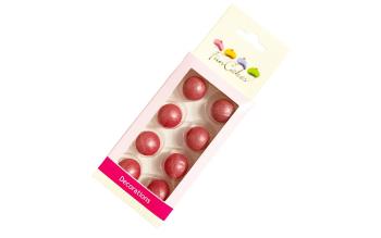 Jedlá dekorace - čokoládové kuličky růžové - Choco Pearl Balls Dark Pink - 8 ks - FunCakes