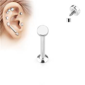 Šperky4U Piercing do brady - labreta 1,2 x 6 mm, kolečko 3 mm - LB1029ST-12063