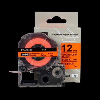Epson SK12D, 12mm x 5m, černý tisk / fluorescenční oranžový podklad, kompatibilní páska