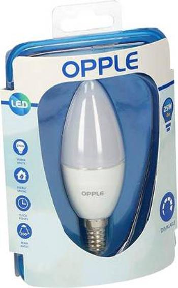 LED žárovka Opple 695671262783 230 V, E14, 4 W = 25 W, teplá bílá, A (A++ - E), tvar svíčky, 1 ks