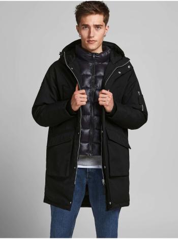 Černá pánská parka s kapucí Jack & Jones Terrazzo