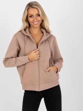 BÉŽOVÁ DÁMSKÁ MIKINA NA ZIP S KAPUCÍ CT-BL-F-621087.49P-BEIGE Velikost: L/XL