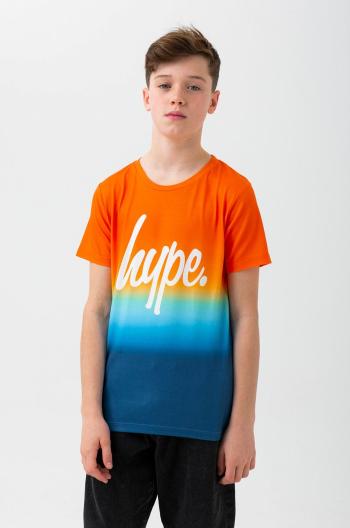 Dětské bavlněné tričko Hype oranžová barva, s potiskem
