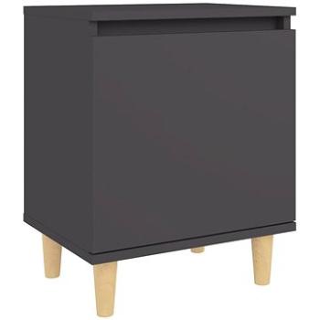 Noční stolek s masivními dřevěnými nohami šedý 40 × 30 × 50 cm (805819)
