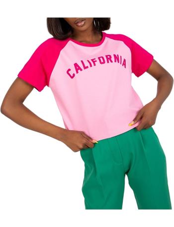 Světle růžové dámské krátké tričko s fuchsiovými rukávy vel. ONE SIZE