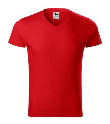 MALFINI Pánské tričko Slim Fit V-neck - Červená | XXL