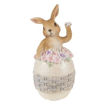 Dekorace soška králík ve vajíčku s květinami - 6*6*13cm 6PR3832