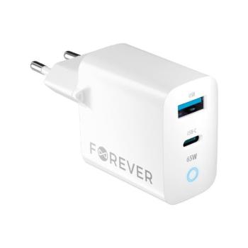 Forever rychlonabíječka do sítě GaN TC-06-65AC PD QC charger 1× USB-C 1× USB 65 W bílá (GSM171397)