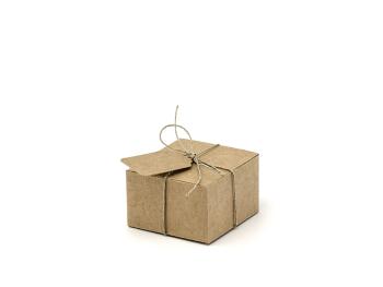 PartyDeco Krabičky na dárky se štítky - hnědé 10 ks