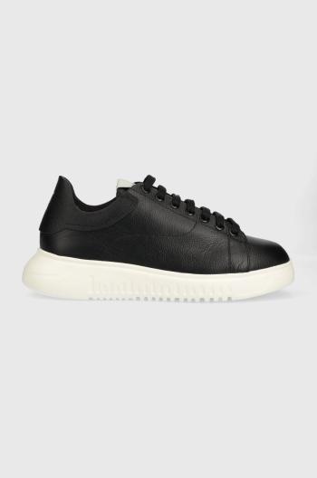 Kožené sneakers boty Emporio Armani černá barva