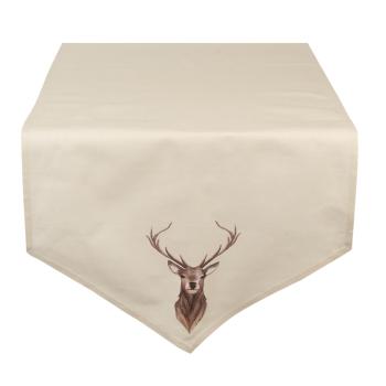 Béžový běhoun na stůl s jelenem Cosy Lodge - 50*160 cm COL65