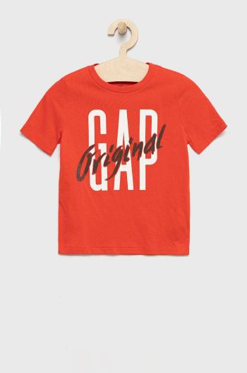 Dětské bavlněné tričko GAP červená barva, s potiskem