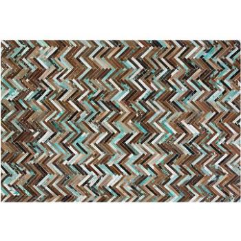 Patchwork koberec z hovězí kůže v hnědo-modrých odstínech 160x230 cm AMASYA, 57135 (beliani_57135)
