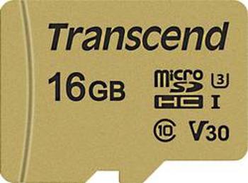 Paměťová karta microSDHC, 16 GB, Transcend Premium 500S, Class 10, UHS-I, UHS-Class 3, v30 Video Speed Class, vč. SD adaptéru