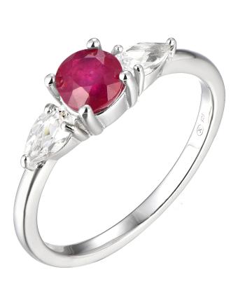 Brilio Silver Oslnivý stříbrný prsten s rubínem Precious Stone SR09031C 60 mm