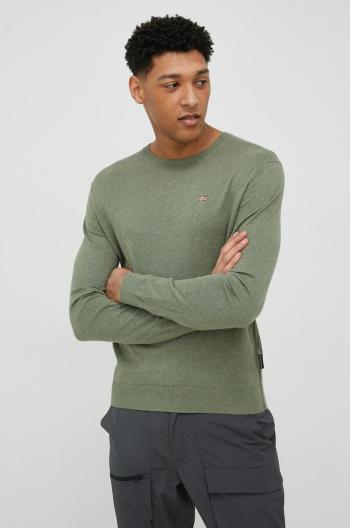 Bavlněný svetr Napapijri zelená barva, lehký