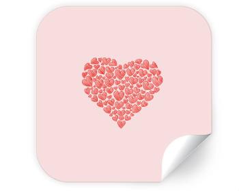 Samolepky čtverec - 5 kusů Zamilované srdce