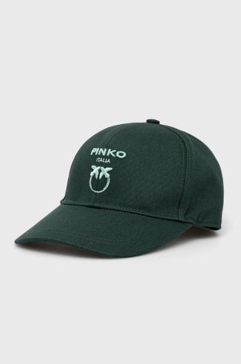 Bavlněná čepice Pinko zelená barva, s aplikací