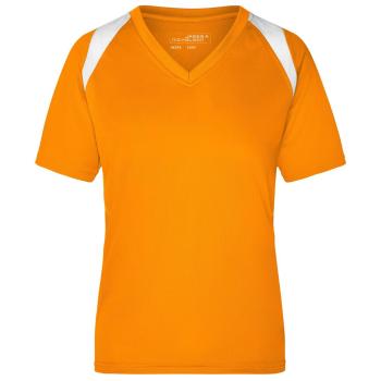 James & Nicholson Dámské běžecké tričko s krátkým rukávem JN396 - Oranžová / bílá | XL