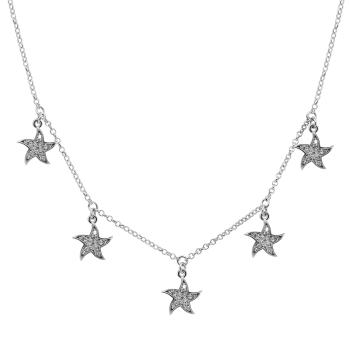 Brilio Silver Stylový stříbrný náhrdelník se zirkony Hvězdičky NCL13W