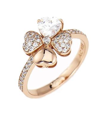 Amen Růžově pozlacený stříbrný prsten se zirkony Love RQURB 54 mm