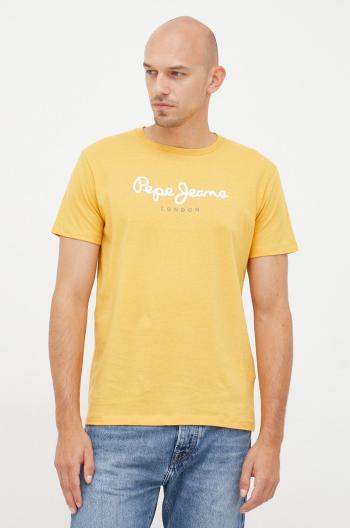 Bavlněné tričko Pepe Jeans žlutá barva, s potiskem