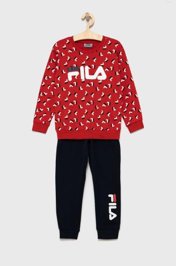 Dětské bavlněné pyžamo Fila červená barva, vzorované