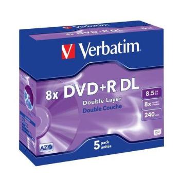 VERBATIM DVD+R DL 8,5GB 8x 5PK JC, 43541