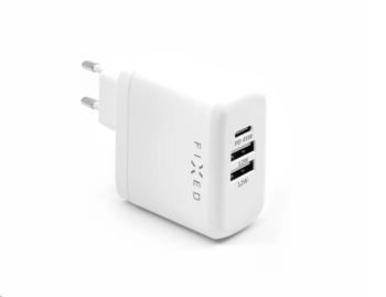 Fixed nabíječka do sítě, konektor USB-C + 2x USB-A, podpora PD, 45 W, bílá