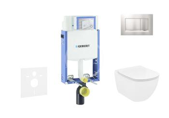 GEBERIT Kombifix Modul pro závěsné WC s tlačítkem Sigma30, matný chrom/chrom + Ideal Standard Tesi WC a sedátko, Rimless, SoftClose 110.302.00.5 NE7